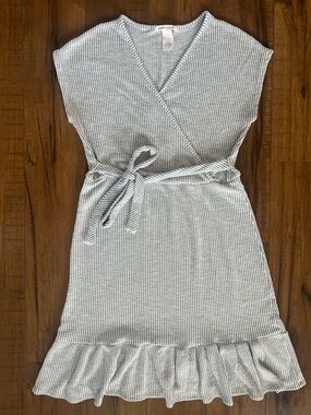 Caution In The Wind Ribbed Dress with Tie Waist